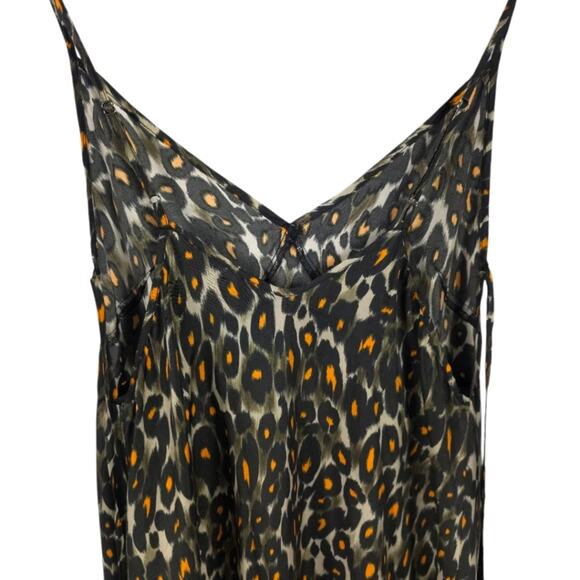 R13 Midi Slip Dress With Back Tie Grey Orange Leopard - Picture 9 of 16